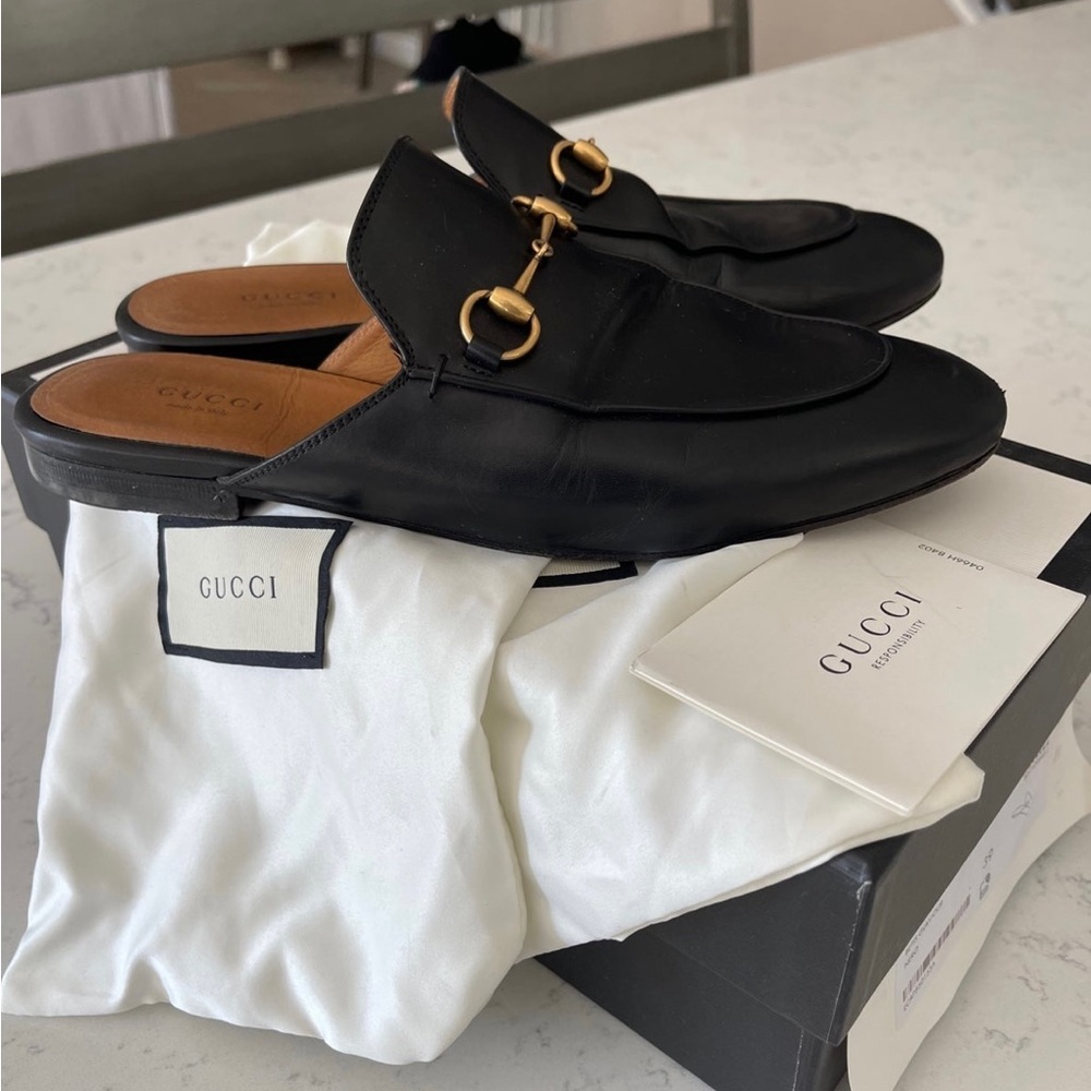 Gucci Princeton Slipper Black Leather size 39